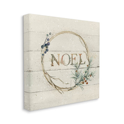 «Noel Holiday Botanical Wreath», art mural sur toile par Carol Robinson