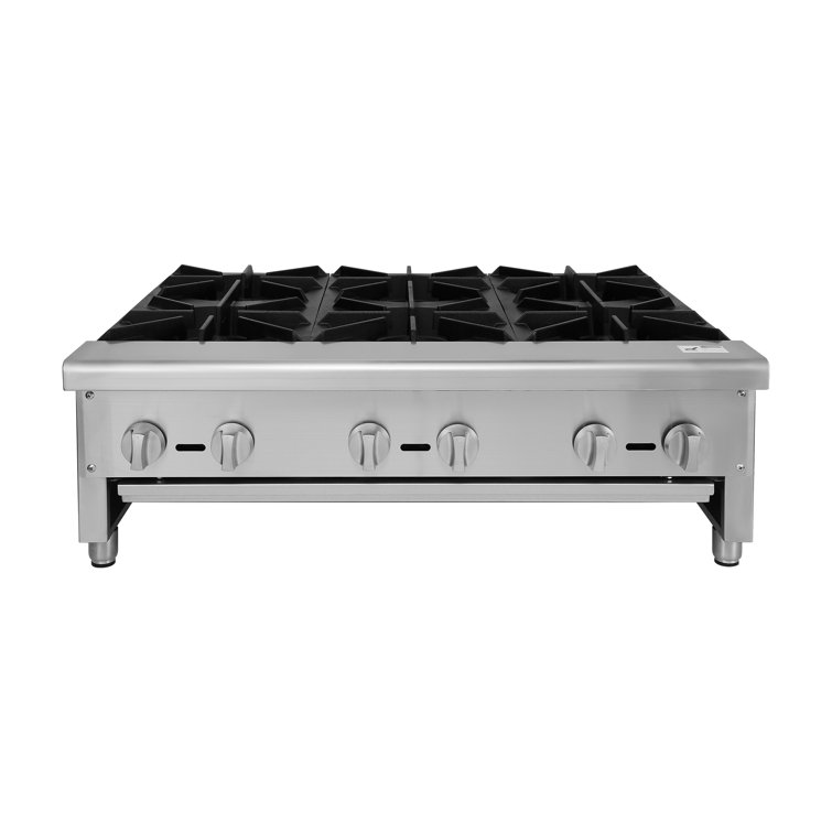 KICHKING 6 Burners GAS Stove, Commercial Hot Plate, Wok Countertop Commercial Range, 168000 BTU KICHKING