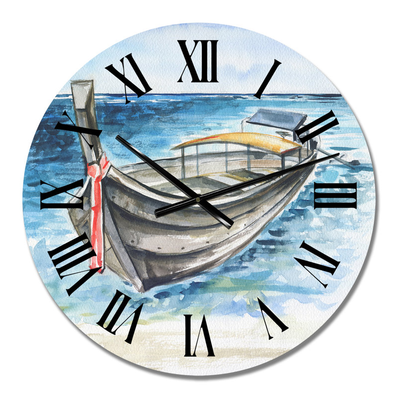 Sloop On Tropical Beach - Horloge murale nautique et côtière, Petit