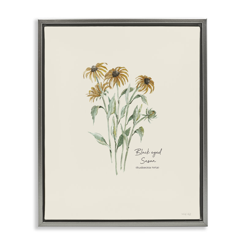 «Black Eyed Susans» par Cindy Jacobs, Cadre flottant gris lustré, H 21 po x l 17 po