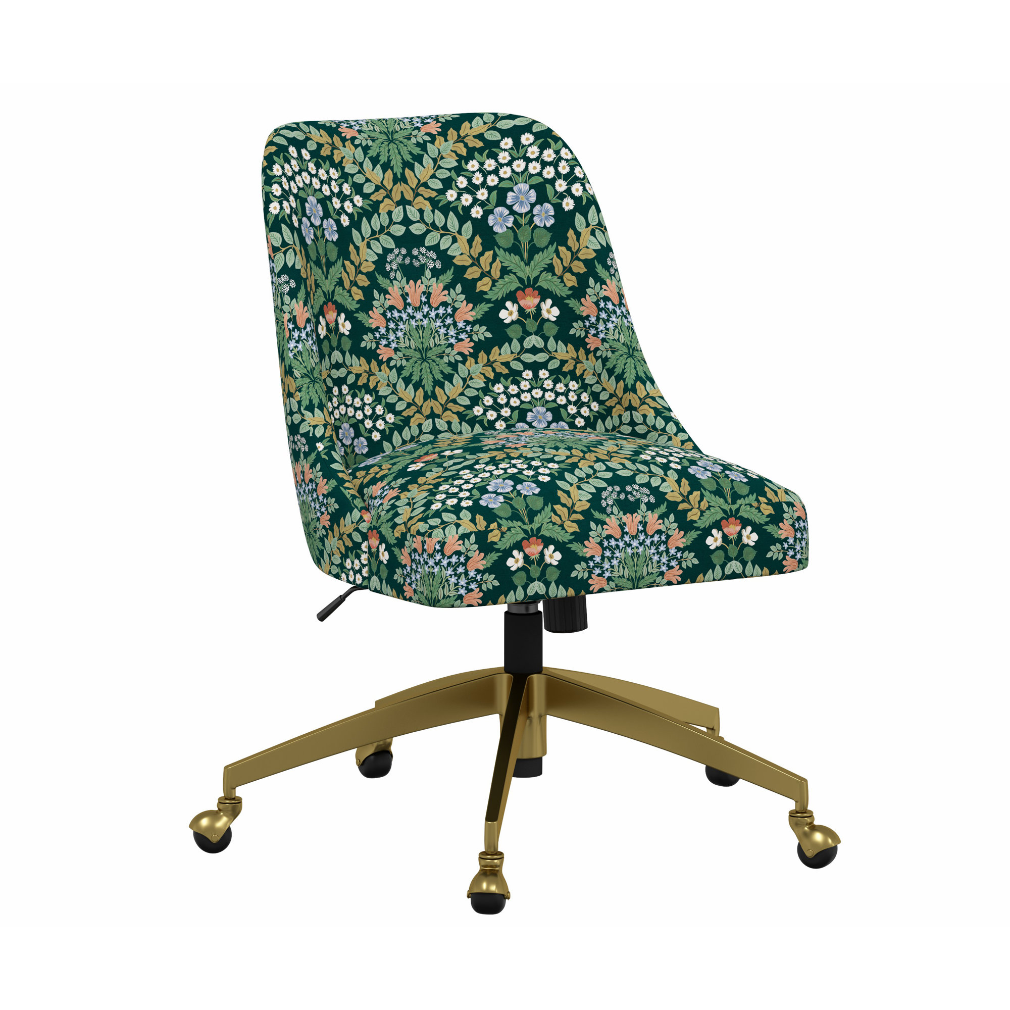 Rifle Paper Co. x Cloth & Company Brynn Office Chair, Gold, Rpc Bramble Emerald Linen