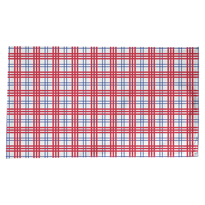 Nappe en mélange de coton à carreaux, Blanc / Bleu / Rouge
