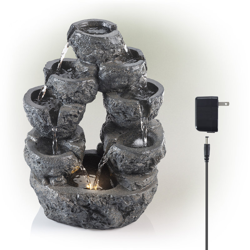 Rockridge Weather Resistant Fountain with Lights, Gray