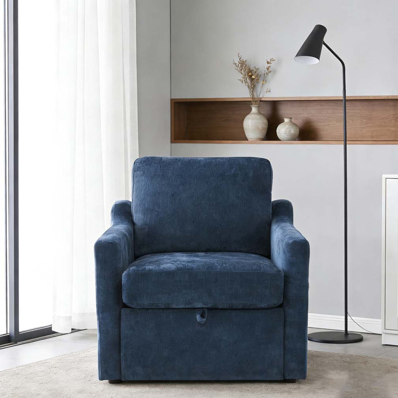 Fauteuil pivotant avec tissu chenille doux, Marine