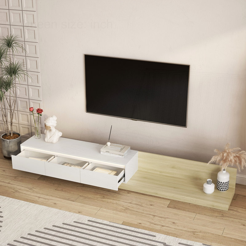Meuble télé moderne avec lumières DEL, White