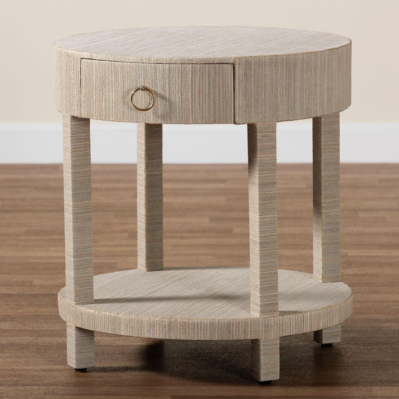 Witkowski Bohemian Woven Natural Grasscloth 1-Drawer Nightstand