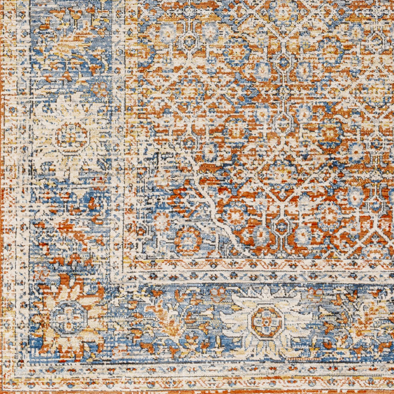 Oriental Machine Made Power Loomed Polyester Area Rug in Red/Blue, Rectangle 11'11" x 15'7"