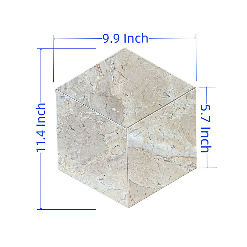 Carrelage en marbre fini aiguisé, 1 boîte, 12 pièces