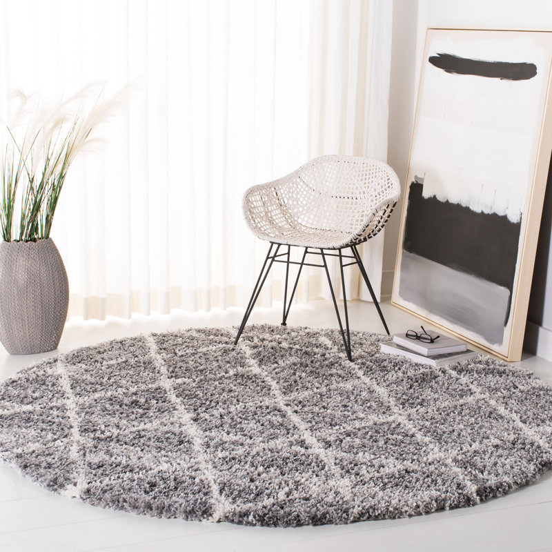 Tapis gris / ivoire Beom, Rond 6 pi 7 po