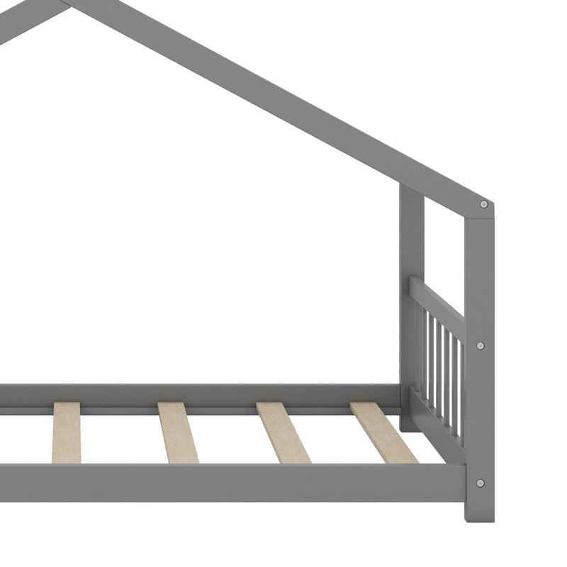 Lit double en bois, Gris, 53.9'' H X 56.3'' W X 80.7'' L