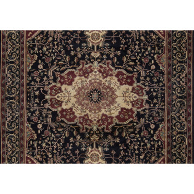 Hand-Knotted High-Quality Black and Rust Area Rug