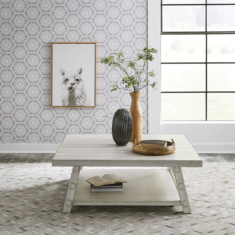 Bettee Solid Wood Coffee Table, Flea Market White