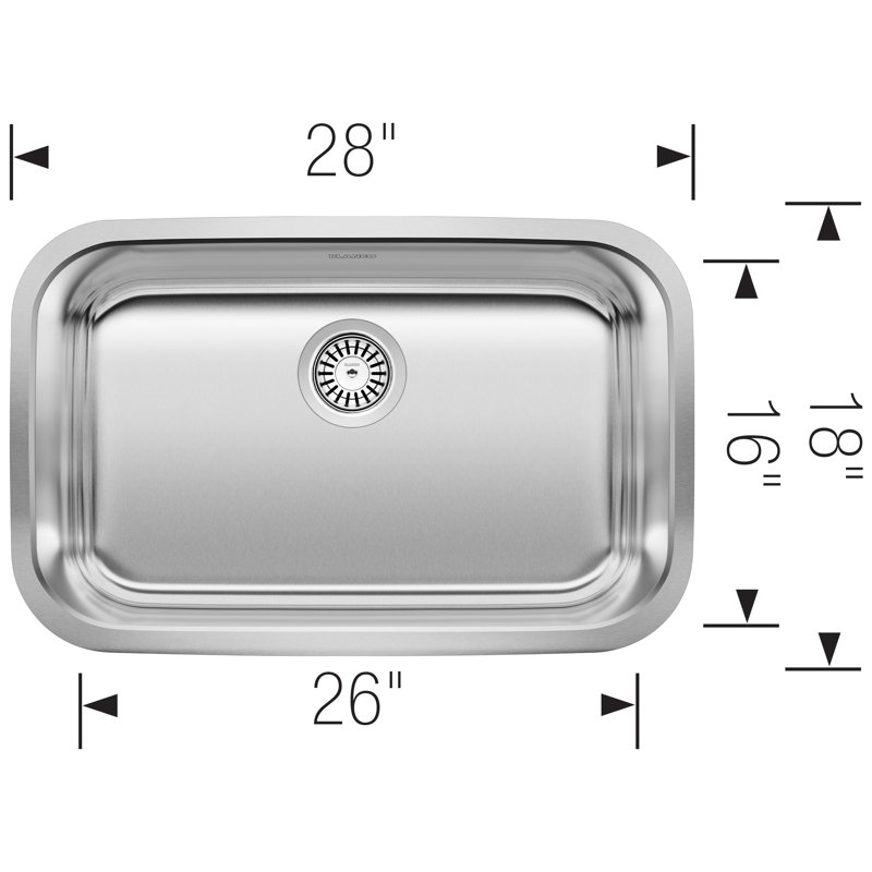 Stellar 28" Single Bowl Undermount Stainless Steel ADA Kitchen Sink