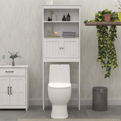 Au-dessus de la toilette avec 2 portes et tablette de rangement