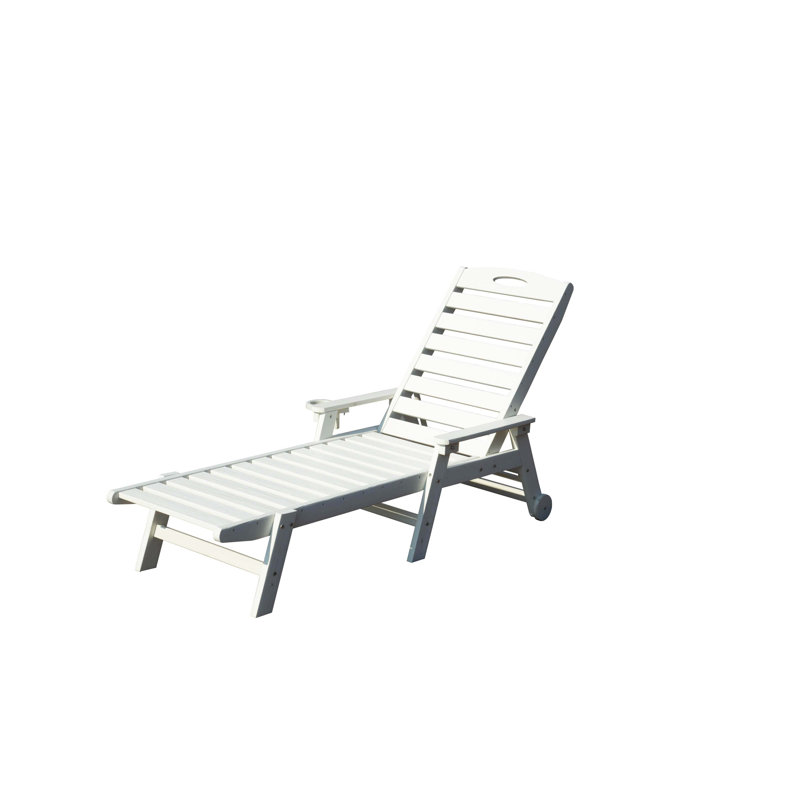 Patio Lounge Chair Outdoor, HDPE Outdoor Chaise Lounge With Reclining Backrest, Pool Lounger Chair For Outside, Poolside, Sunbathing Tanning