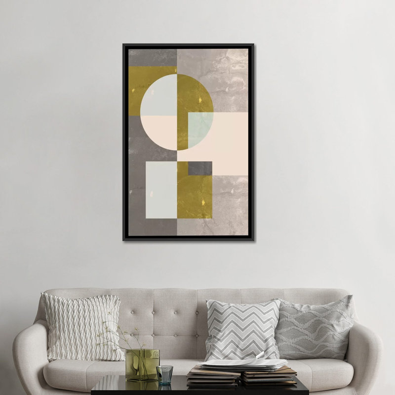 «Geometric I», impression sur toile, H 26 po x l 18 po x P 1,5 po, Toile avec cadre noir, Pas de tapis