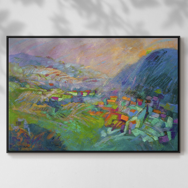 " Embraced ", 17" H x 25" W x 2" D, Black Framed