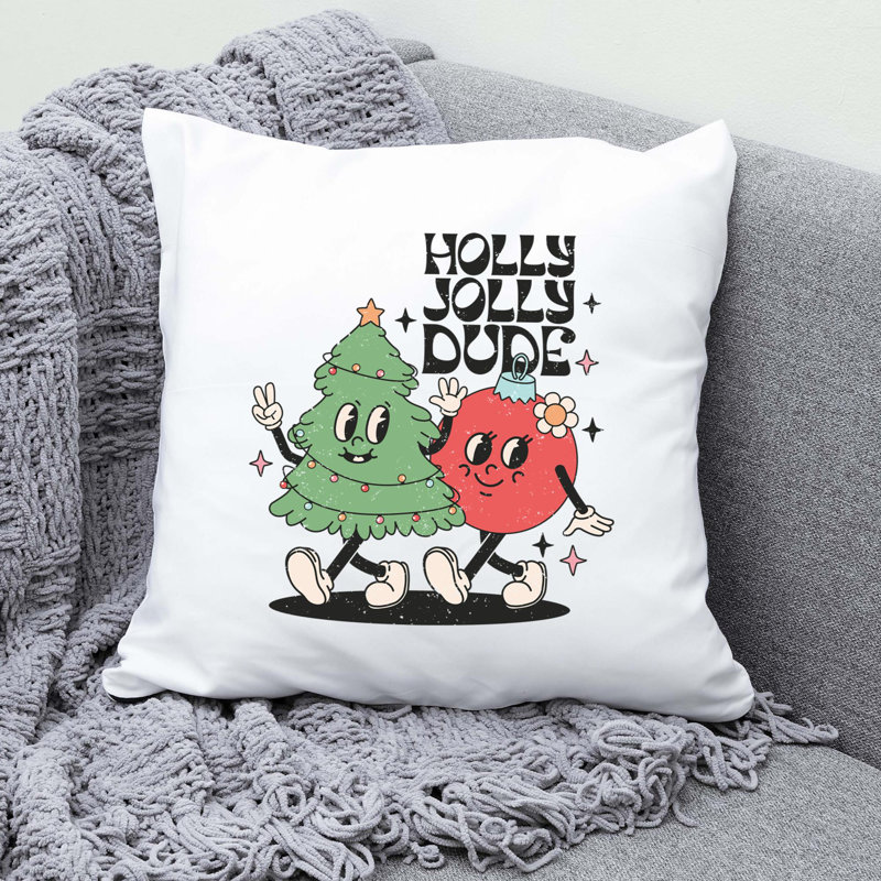 Christmas_Distressed_10 Reversible Throw Pillow, 14" x 14"