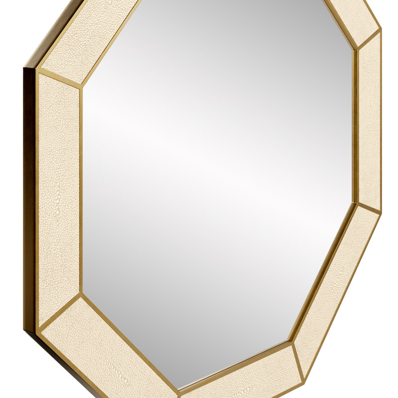 Ambera Solid And Engineered Wood Octagon Mirror, Octagon, Ivory