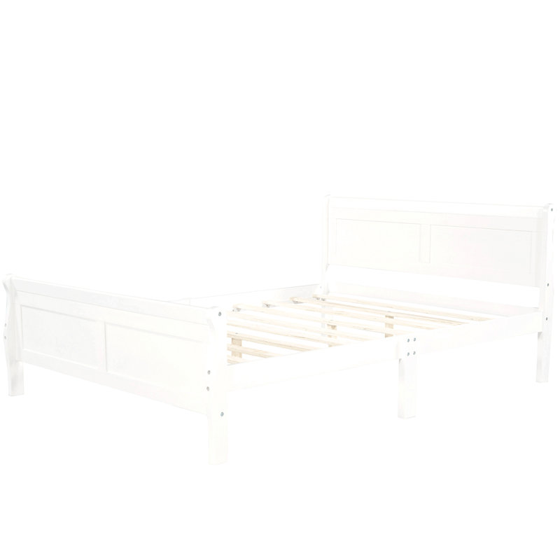 Lit plateforme en bois massif Kirbee, Blanc, Plein