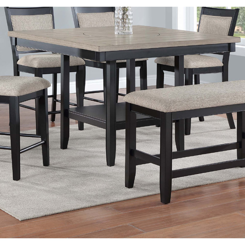 Henriha Dining Table, Light Gray, Dark Brown