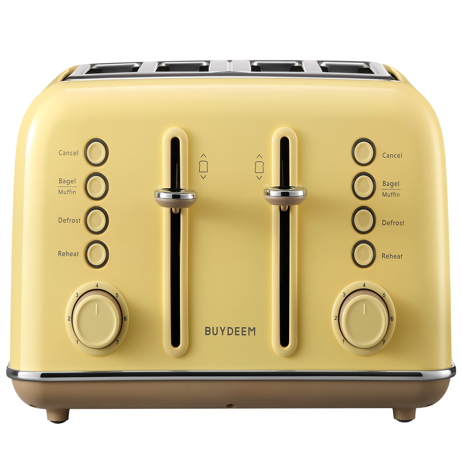 BUYDEEM DT-640 4-Slice Toaster, Extra Wide Slots, Retro Stainless Steel