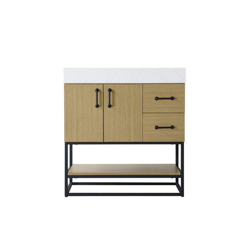 Meuble-lavabo simple 32 po, Brun miel