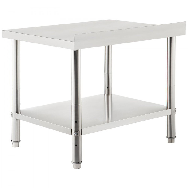 Table de préparation en acier inoxydable, 36 po x 24 po x 35 po, capacité de charge de 440 lb, table de travail en métal robuste avec dosseret et tablette inférieure réglable, poste de travail commercial pour restaurant de cuisine