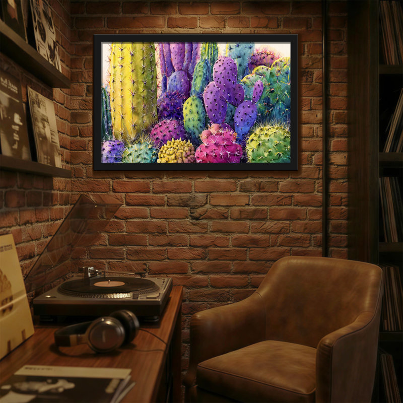 Plantes et fleurs, impression de jardin de cactus colorés, H 12 po x l 18 po