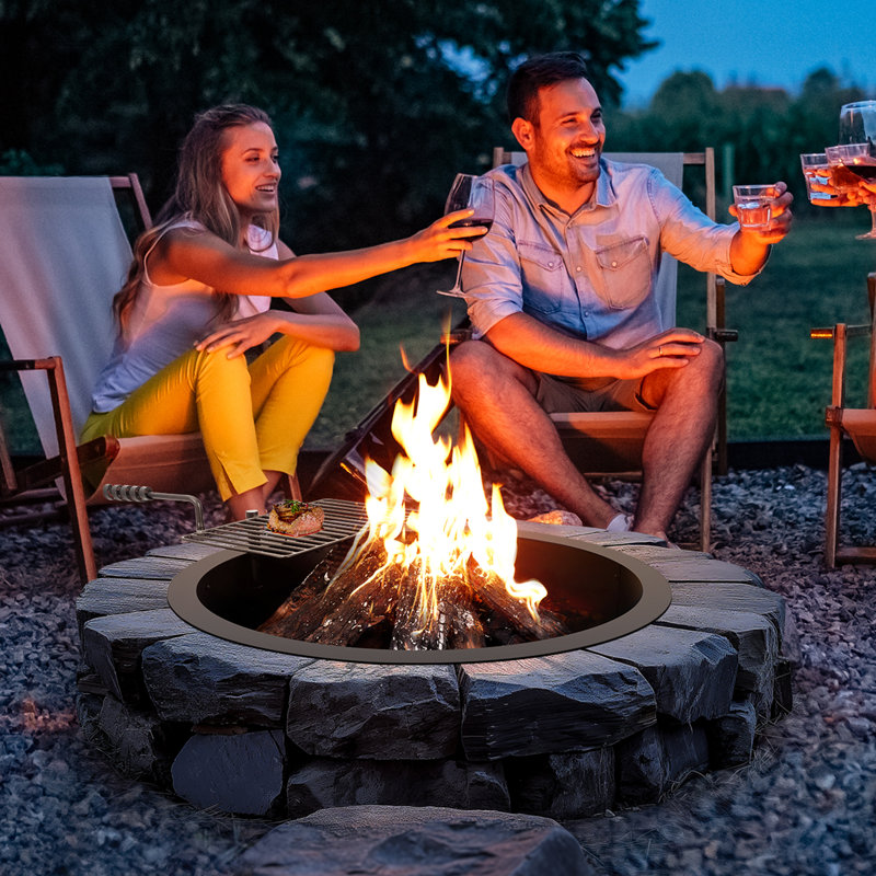 Round Smokeless Outdoor Fireplace, 32.3cm H x 43.7cm W x 15.1cm D