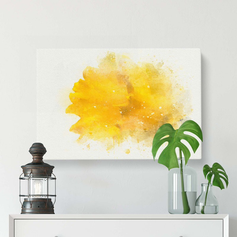 Sole Yellow Daffodil In Abstract - Wrapped Canvas Print, 60cm H x 91cm W x 3cm D