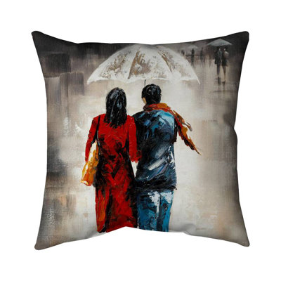 Quiet walk in couple in the rain - Woman Bedroom – Throw Pillow Cover Only, Double-Sided Print, Insert Not Included