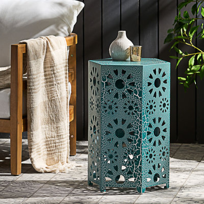Table d'appoint en fer Sunburst, légère et élégante pour l'extérieur