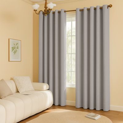 Linen Blend Blackout Curtain Panel Pair
