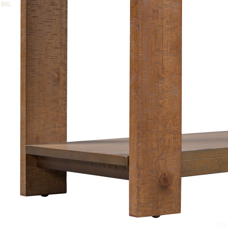 59.8'' Solid Wood Top Console Table, Dark Gray/Brown