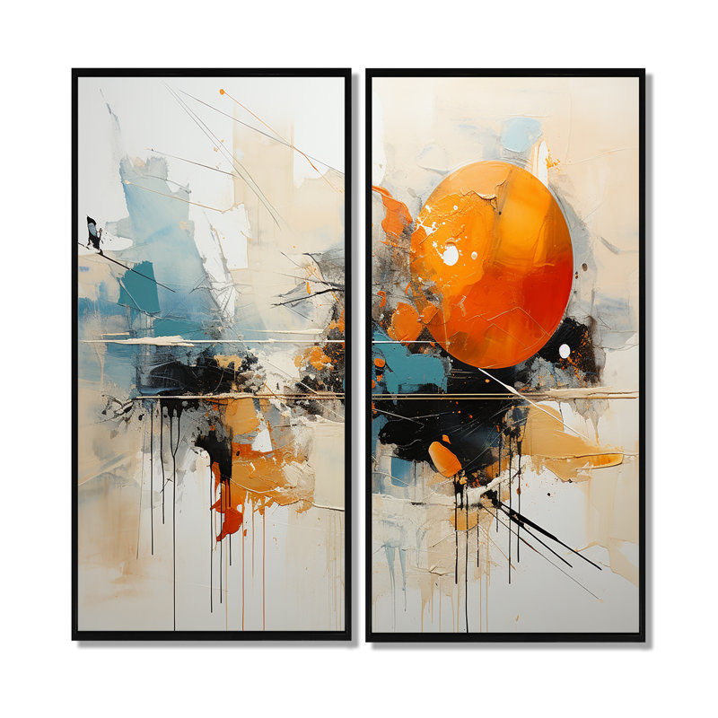 Ciprianna - Ensemble de 2 barrages abstraits, 40" H x 40" W, Impression encadrée flottante, Black