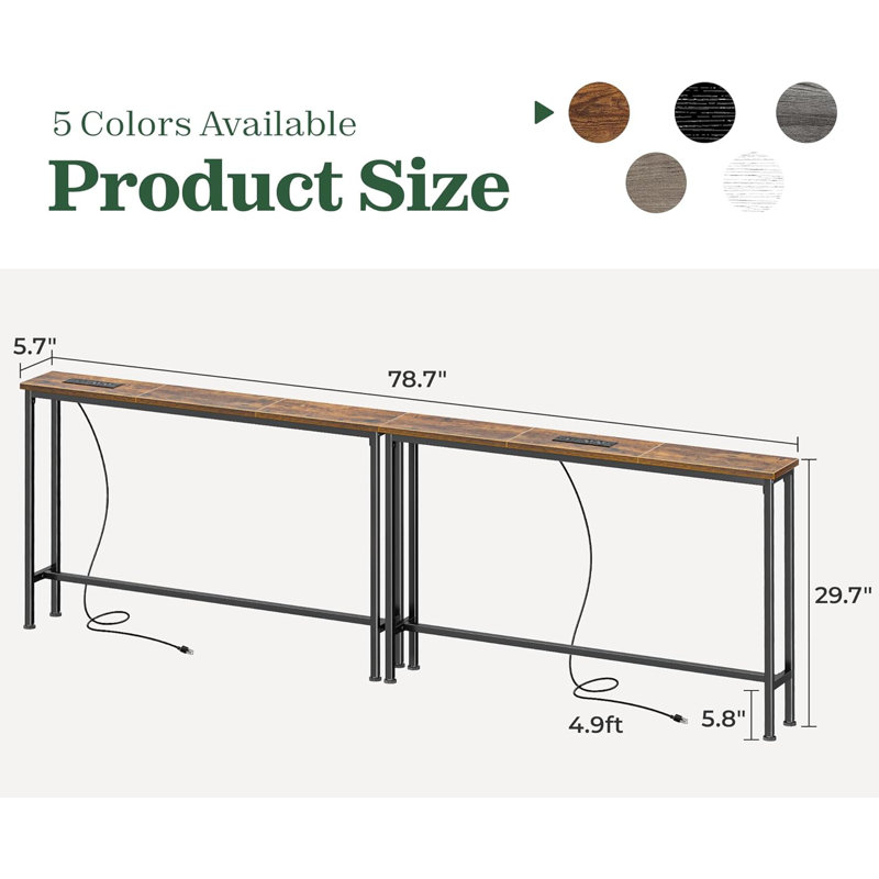 78.8 inch Narrow Console Table with Outlet, Sofa Tables