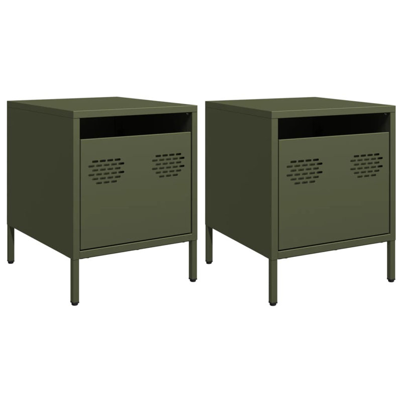 Astraea 35cm W Bedside Table, Green, Set of 2
