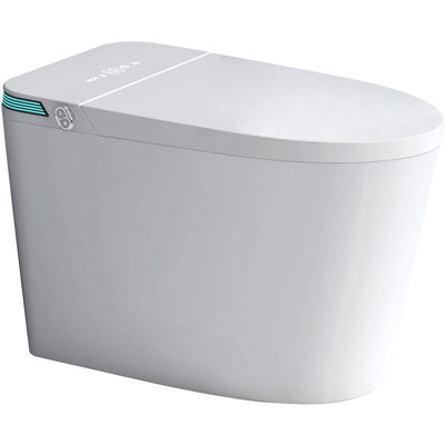 Luxury Intelligent Smart Toilet With Instant Warm Water Sprayer And Dryer, Auto Flush /Foot Sensor Operation, Adjusted Temp Heated Bidet Seat, Led Display White