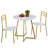 Kilwin 3-Piece White/Gold Modern Round Dining Table Set with 2 Chairs, Space-Saving Kitchen & Breakfast Nook Dining Set, Compact Small Space Bistro Dining Room Table Set-1610280430