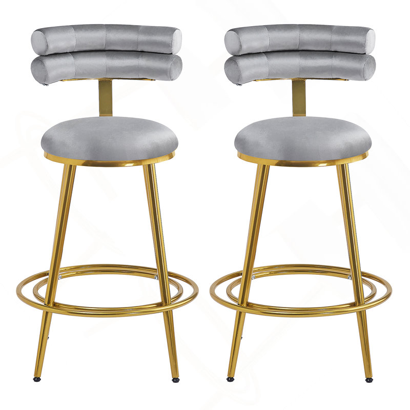 Ensemble de deux tabourets de comptoir modernes au design ergonomique avec dossier et coussin moelleux, repose-pieds, idéal pour la cuisine, la chambre à coucher ou la salle à manger
