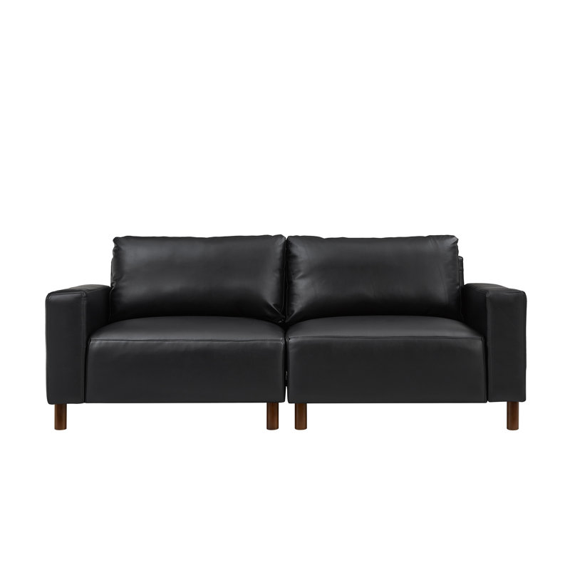 79" Faux Leather Square Arm Sofa, Black