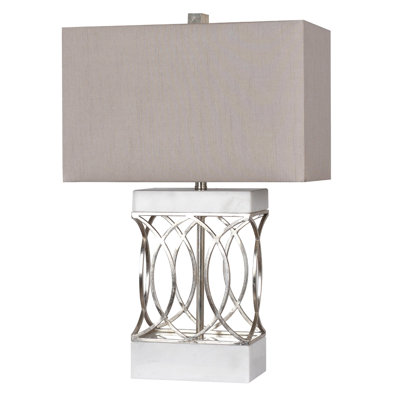 Transitional 1 Light Silver Table Lamp
