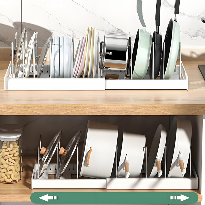 Expandable Pots and Pans Organizer Under Cabinet,Set of 2