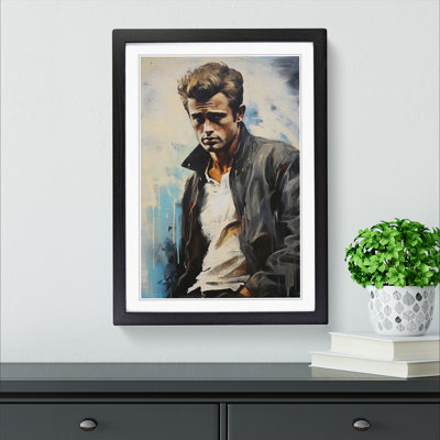 XYZ-FRM-V1223-3842 James Dean Hard Edge - Single Picture Frame Print on Wood