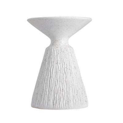Outdoor White Marble Retro Speckled Textured All-Weather MGO Side Table – Indoor End Table For Home, Office, Living Room & Patio Decor