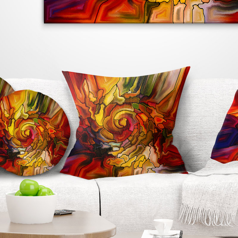 Illusions de vitrail - coussin imprimé abstrait, 16 po x 1 po, Carré