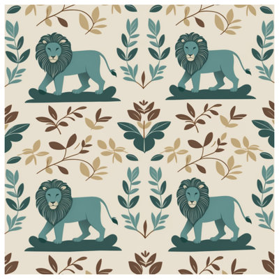 Tapis de bain illustré Lions And Leaves