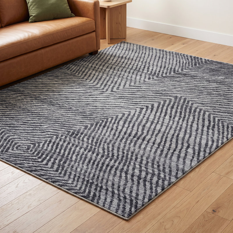 Ethos Hand-Knotted Wool/Cotton Gray Area Rug, Rectangle 8' x 10'