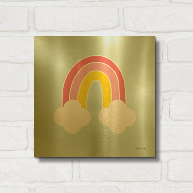 «Her Rainbow» par Ann Kelle, art mural en métal doré, 12 po x 12 po, 12 po x 12 po